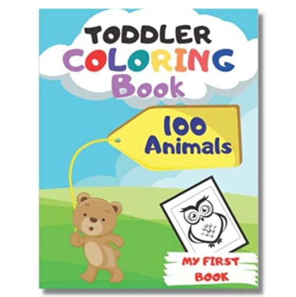 toddler coloring book 100 animals cover